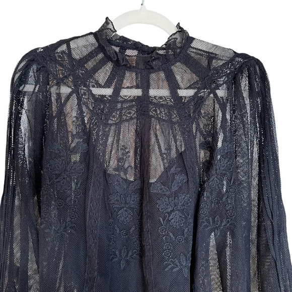 St Roche Flores Lace High Neck Blouse Black 2 NWT Dark Romantic Whimsigoth Fall - Picture 3 of 7
